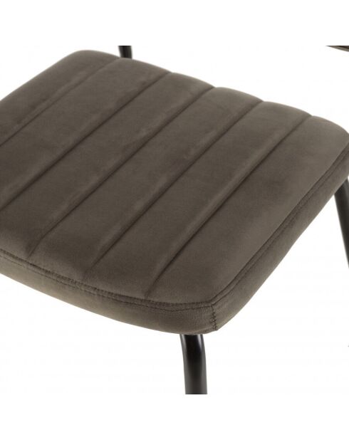 Lot de 2 chaises velours gris foncé pieds en métal noir
