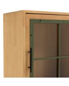 Buffet 1 porte vitrée encadrement vert pin et métal noir