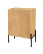 Buffet 1 porte vitrée encadrement vert pin et métal noir