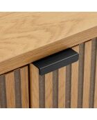 Buffet 4 p. décor effet bois rainuré noir et naturel SCOTT