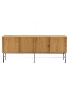 Buffet 4 p. décor effet bois rainuré noir et naturel SCOTT