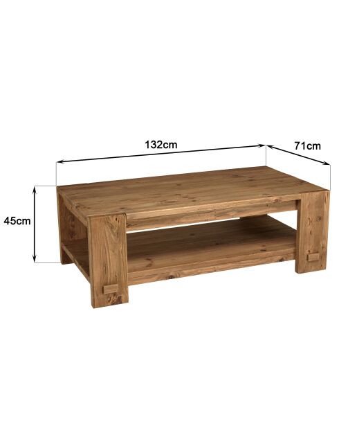 Table basse rectangulaire 132x71cm bois