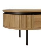 Table basse arrondie couleur naturelle 2 tiroirs
