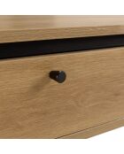 Table basse arrondie couleur naturelle 2 tiroirs