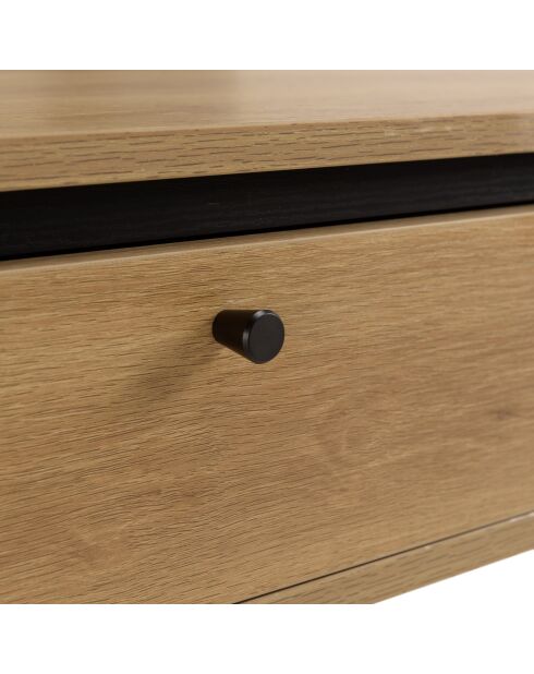 Table basse arrondie couleur naturelle 2 tiroirs