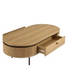 Table basse arrondie couleur naturelle 2 tiroirs
