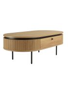 Table basse arrondie couleur naturelle 2 tiroirs
