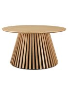 Table basse ronde D80 décor et chêne naturel pied à motif strié