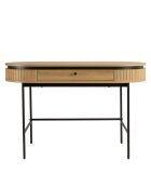 Bureau arrondi couleur naturelle 1 tiroir pieds métal noir