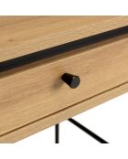 Bureau arrondi couleur naturelle 1 tiroir pieds métal noir