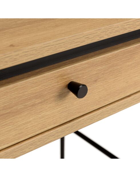 Bureau arrondi couleur naturelle 1 tiroir pieds métal noir