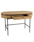 Bureau arrondi couleur naturelle 1 tiroir pieds métal noir