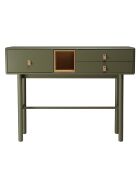 Console verte 3 tiroirs et 1 niche en bois naturel
