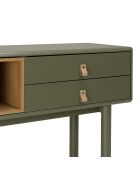 Console verte 3 tiroirs et 1 niche en bois naturel