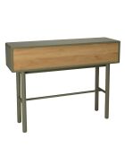 Console verte 3 tiroirs et 1 niche en bois naturel