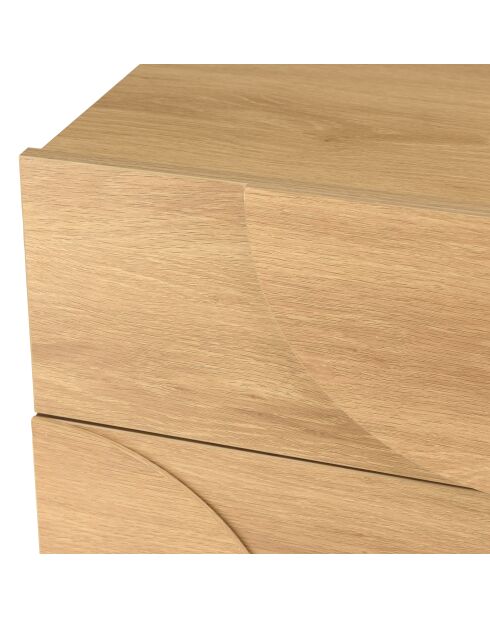 Chevet couleur naturelle 2 tiroirs décor motif arrondi