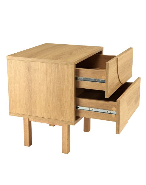 Chevet couleur naturelle 2 tiroirs décor motif arrondi