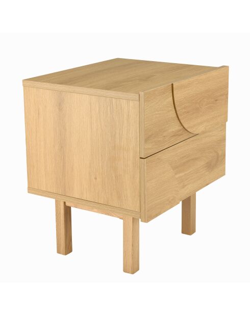 Chevet couleur naturelle 2 tiroirs décor motif arrondi