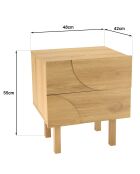Chevet couleur naturelle 2 tiroirs décor motif arrondi