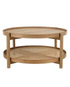 80,5 m großer Mindi-Holz-Couchtisch mit natürlicher Rattanablage