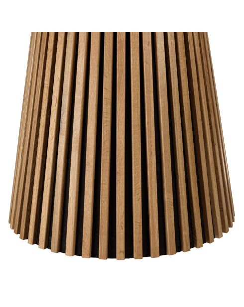 Table à manger ronde D120 décor et chêne naturel pied à motif strié