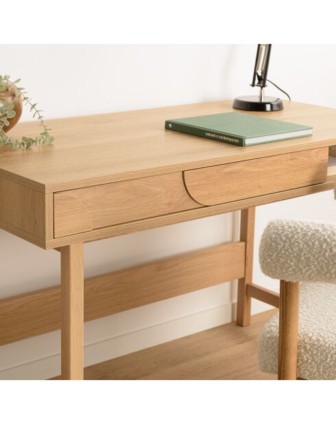 Bureau couleur naturelle 1 tiroir décor motif arrondi 1 niche