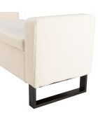Banc tissu bouclette écru avec rangement et pieds métal noir
