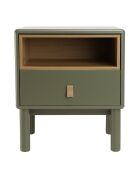 Chevet vert 1 tiroir et 1 niche en bois naturel
