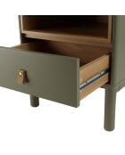 Chevet vert 1 tiroir et 1 niche en bois naturel