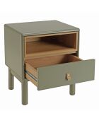 Chevet vert 1 tiroir et 1 niche en bois naturel