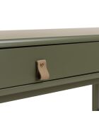 Bureau vert 2 tiroirs et 1 niche en bois naturel