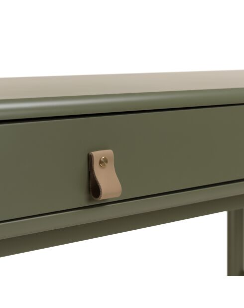 Bureau vert 2 tiroirs et 1 niche en bois naturel