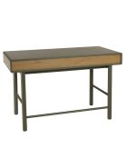 Bureau vert 2 tiroirs et 1 niche en bois naturel