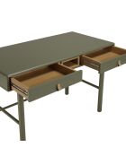 Bureau vert 2 tiroirs et 1 niche en bois naturel