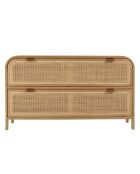 Commode forme arrondie en mindi et rotin naturel 2 tiroirs