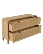 Commode forme arrondie en mindi et rotin naturel 2 tiroirs