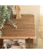 Table d'appoint rect. 50x42cm bois Pin recyclé et pieds métal