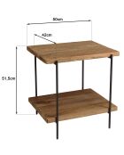 Table d'appoint rect. 50x42cm bois Pin recyclé et pieds métal