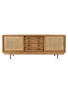 Meuble TV en bois de mindi et rotin naturel