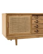 Meuble TV en bois de mindi et rotin naturel