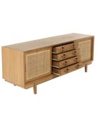 Meuble TV en bois de mindi et rotin naturel