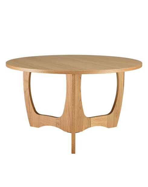 Table basse ronde D80 décor et chêne naturel pied ajouré