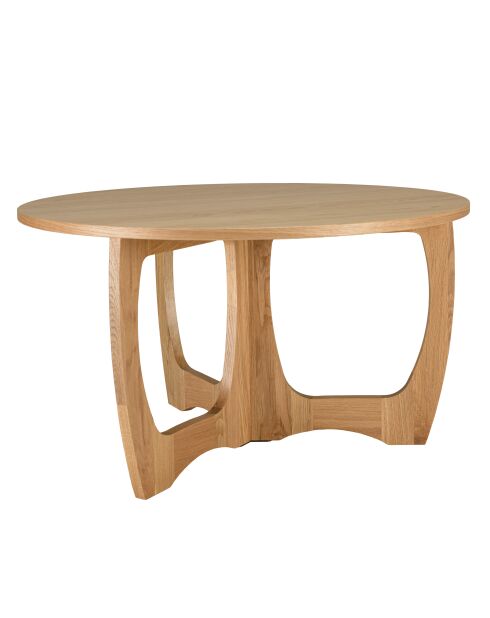 Table basse ronde D80 décor et chêne naturel pied ajouré
