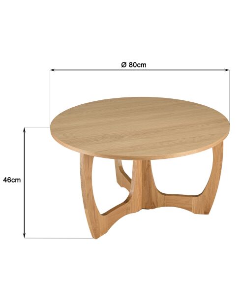 Table basse ronde D80 décor et chêne naturel pied ajouré