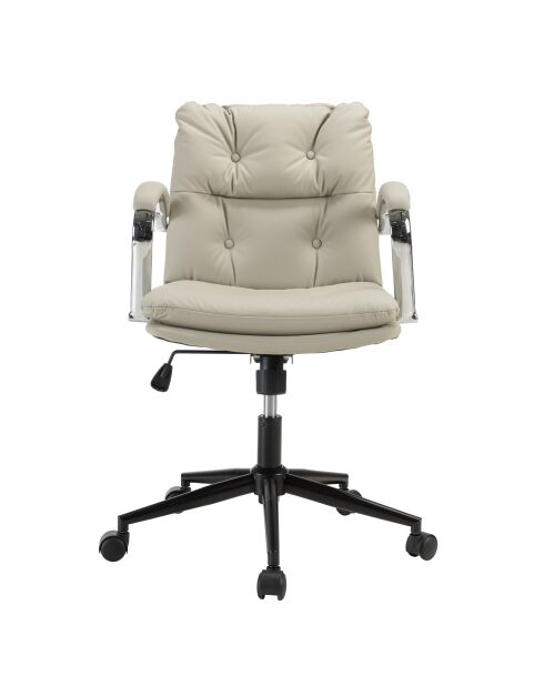Chaise de bureau à roulettes cuir matelassé beige dossier carré