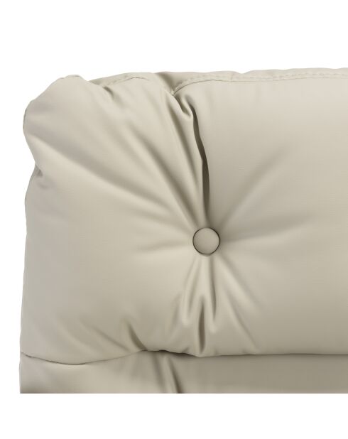 Chaise de bureau à roulettes cuir matelassé beige dossier carré