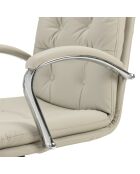 Chaise de bureau à roulettes cuir matelassé beige dossier carré