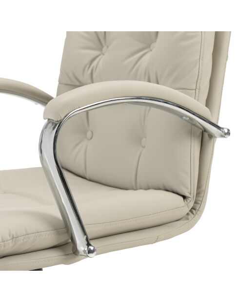 Chaise de bureau à roulettes cuir matelassé beige dossier carré