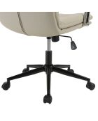 Chaise de bureau à roulettes cuir matelassé beige dossier carré