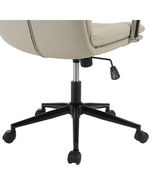 Chaise de bureau à roulettes cuir matelassé beige dossier carré